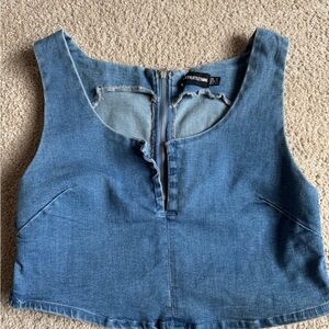PrettyLittleThing Blue Denim Crop Top